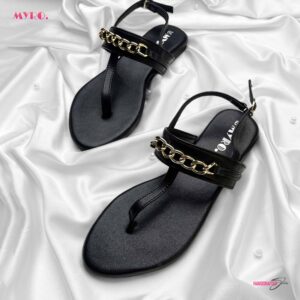 Myro Black Chain Detailed Thongs