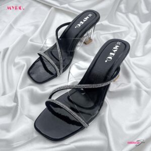 Myro Fuschia Black Glass Heel