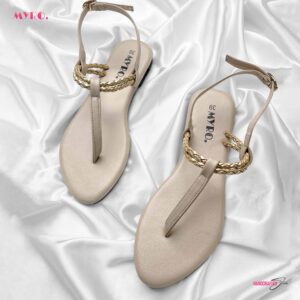 Myro Cream Gold Braided Thongs