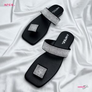 Rhinestone Black Flat